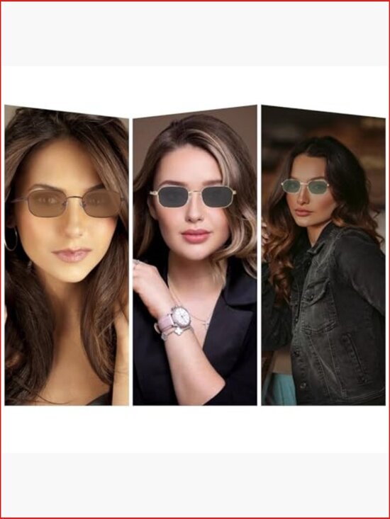 Polarized Small Rectangle Sunglasses Women Men Trendy Retro Vintage UV main image 6